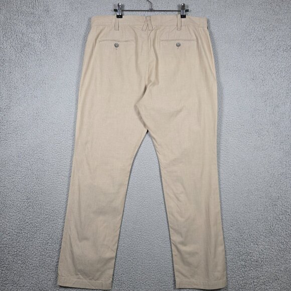 Express Pants Mens Size 34x30 Beige Khaki Slim Fit Finn Lightweight Canvas Chino - Picture 4 of 11